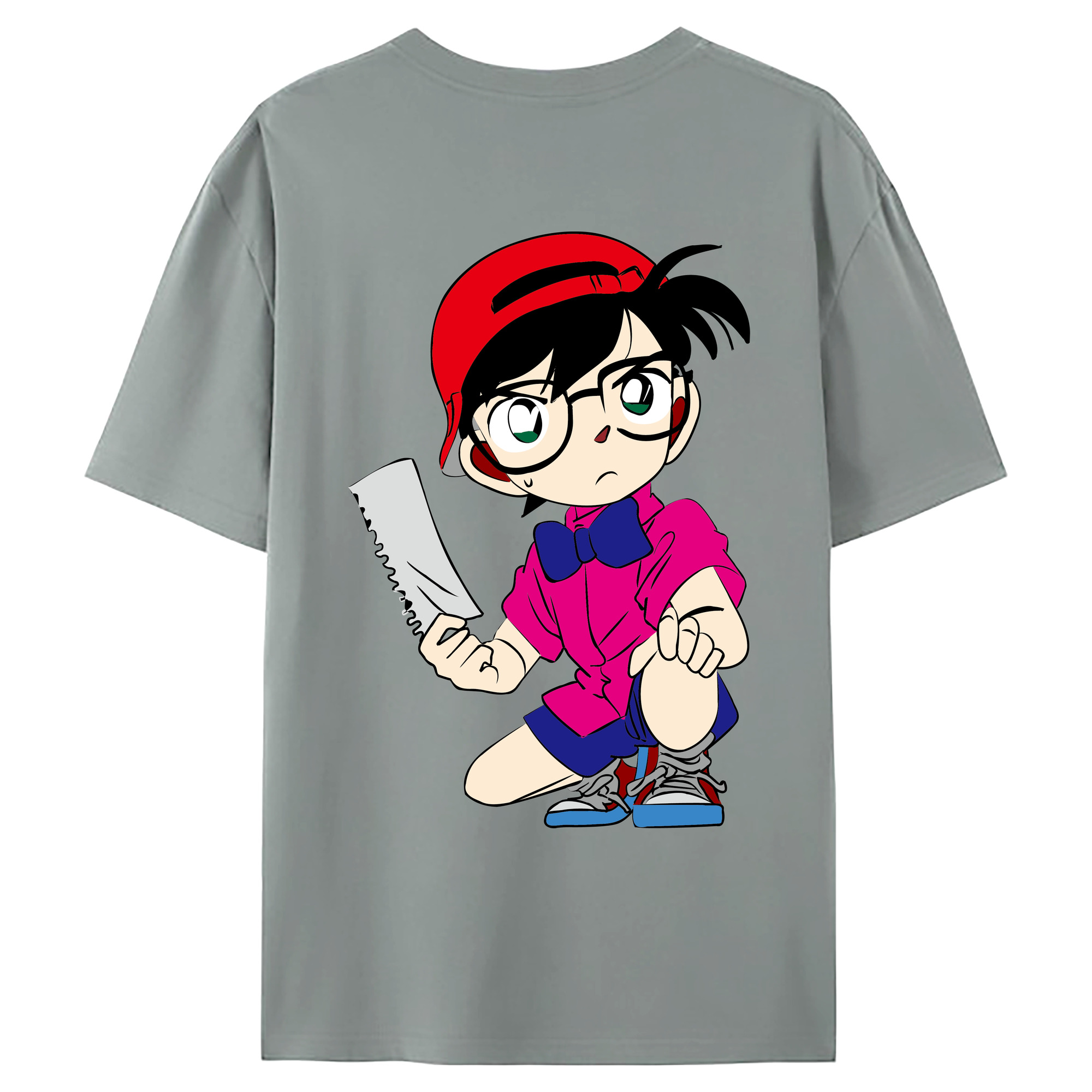 （画像用） 名探偵コナン 江戸川 コナン Detective Conan Conan Edogawa 綿100％ メンズ半袖Tシャツ（バックプリント） 通気性